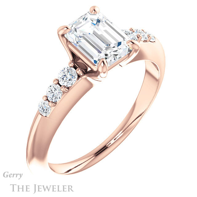 Emerald Cut Forever One Moissanite Engagement Ring #GTJ1196-emerald-fb-r 4 Emerald Cut Forever Brilliant Moissanite Engagement Ring #GTJ1196-emerald-fb-r