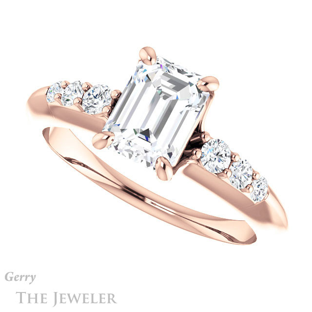 Emerald Cut Forever One Moissanite Engagement Ring #GTJ1196-emerald-fb-r 5 Emerald Cut Forever Brilliant Moissanite Engagement Ring #GTJ1196-emerald-fb-r