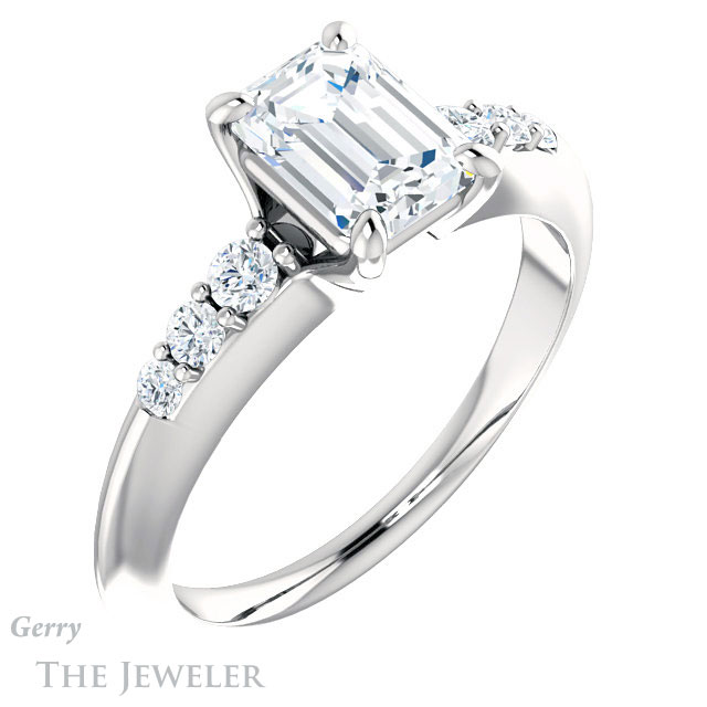 Emerald Cut Forever Brilliant Moissanite Engagement Ring #GTJ1196-emerald-fb-w