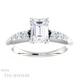 Emerald Cut Forever Brilliant Moissanite Engagement Ring #GTJ1196-emerald-fb-w