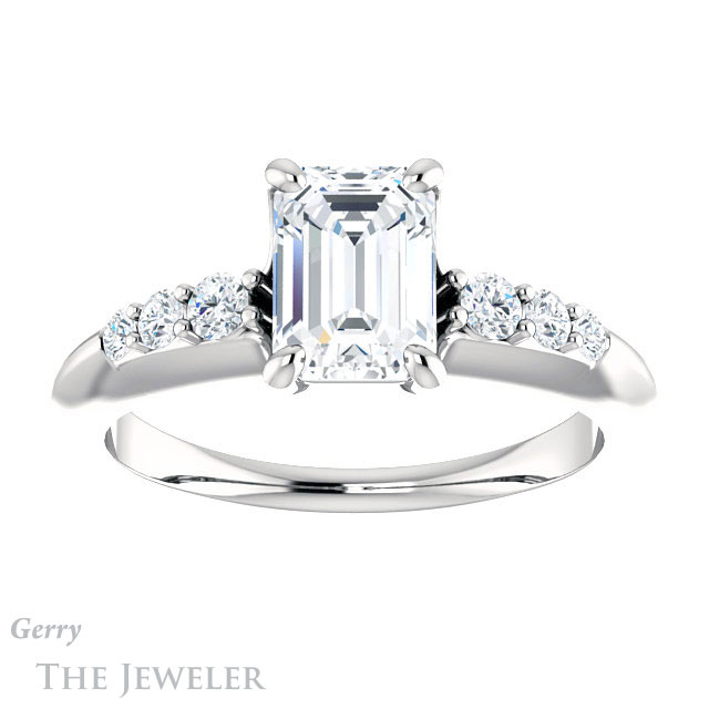 Emerald Cut Forever Brilliant Moissanite Engagement Ring #GTJ1196-emerald-fb-w