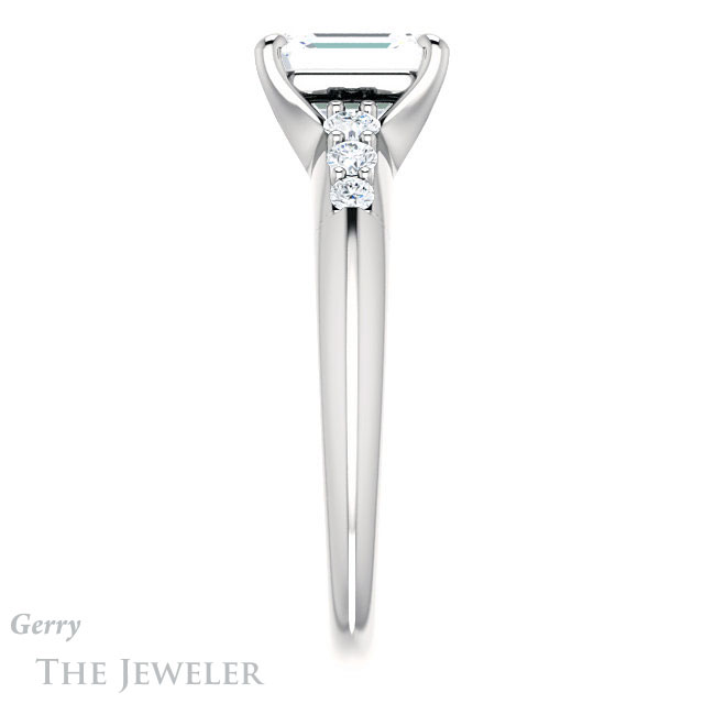 Emerald Cut Forever Brilliant Moissanite Engagement Ring #GTJ1196-emerald-fb-w