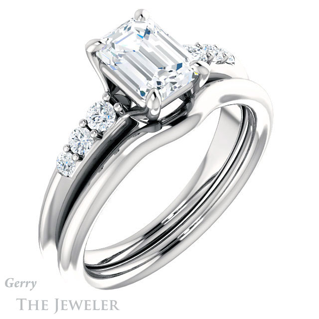 Emerald Cut Forever Brilliant Moissanite Engagement Ring #GTJ1196-emerald-fb-w