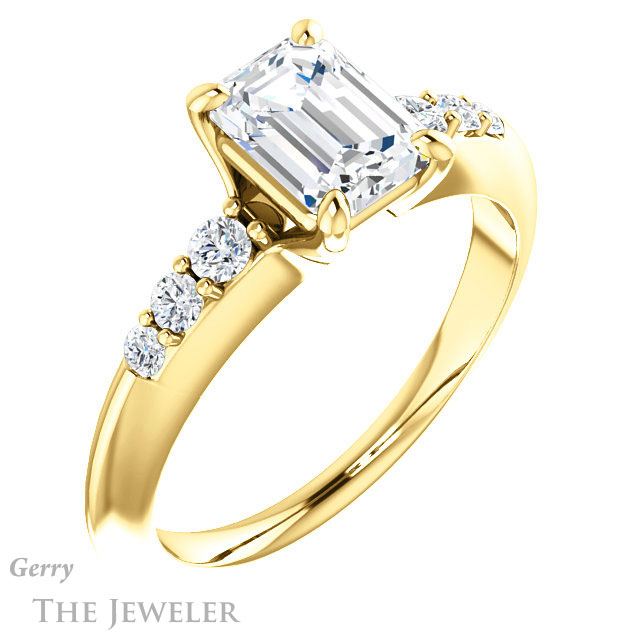 Emerald Cut Forever Brilliant Moissanite Engagement Ring #GTJ1196-emerald-fb-y