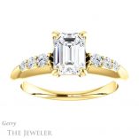 Emerald Cut Forever Brilliant Moissanite Engagement Ring #GTJ1196-emerald-fb-y