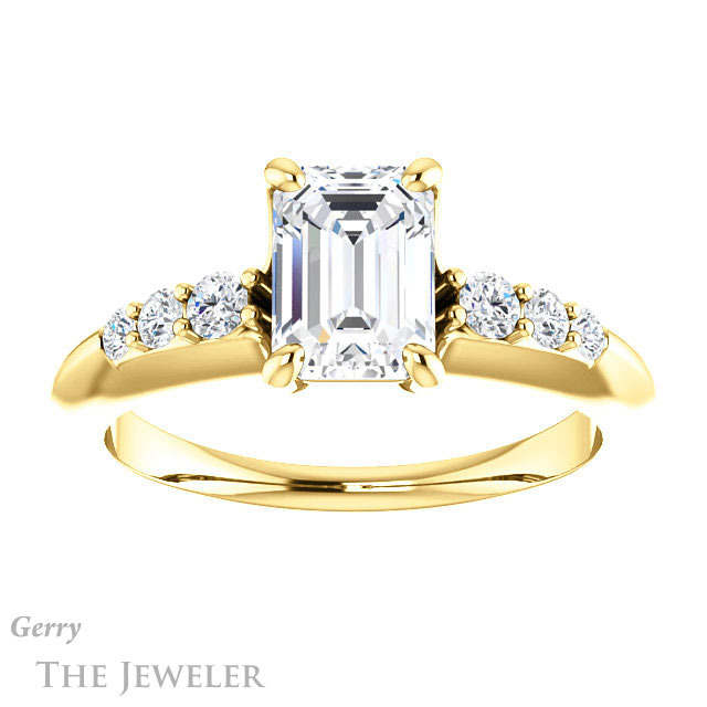 Emerald Cut Forever Brilliant Moissanite Engagement Ring #GTJ1196-emerald-fb-y
