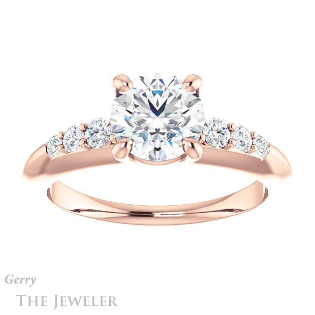 Round Cut Forever One Moissanite Engagement Ring #GTJ1196-round-fo-r