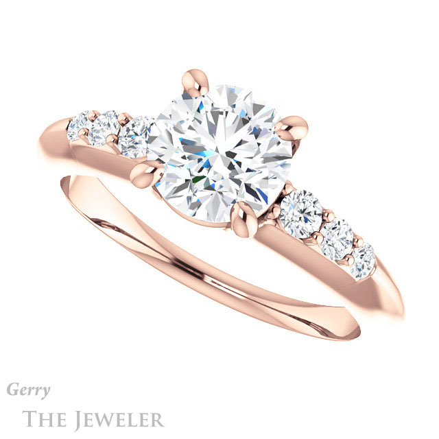 Round Cut Forever One Moissanite Engagement Ring #GTJ1196-round-fo-r
