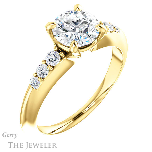 Round Cut Forever One Moissanite Engagement Ring #GTJ1196-round-fo-y 4 Round Cut Forever One Moissanite Engagement Ring #GTJ1196-round-fo-y