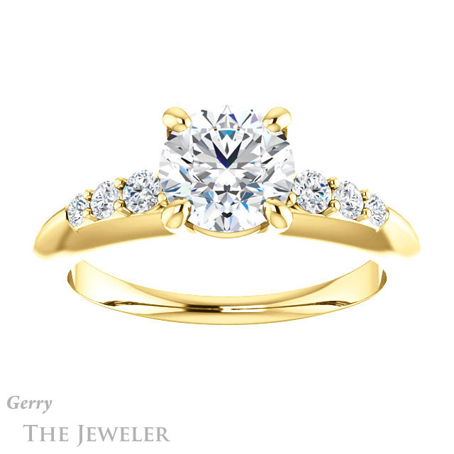 Round Cut Forever One Moissanite Engagement Ring #GTJ1196-round-fo-y 1 Round Cut Forever One Moissanite Engagement Ring #GTJ1196-round-fo-y