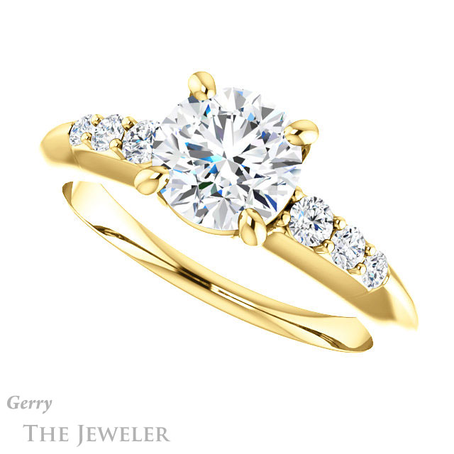 Round Cut Forever One Moissanite Engagement Ring #GTJ1196-round-fo-y 5 Round Cut Forever One Moissanite Engagement Ring #GTJ1196-round-fo-y