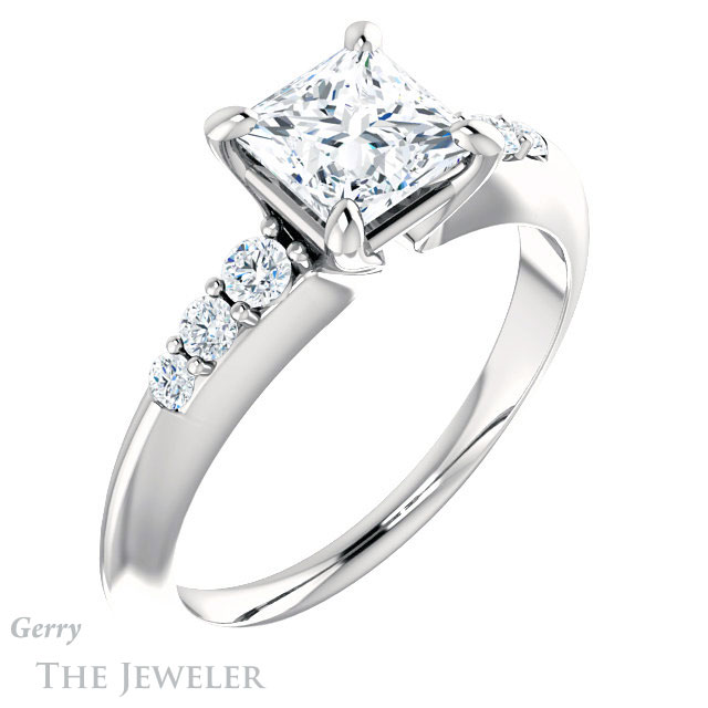 Princess Cut Forever One Moissanite Engagement Ring #GTJ1196-square-fo-w 4 Princess Cut Forever One Moissanite Engagement Ring #GTJ1196-square-fo-w