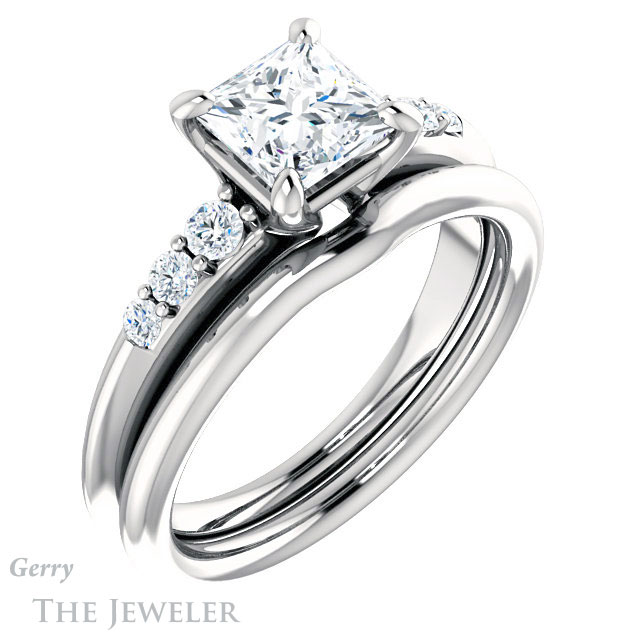 Princess Cut Forever One Moissanite Engagement Ring #GTJ1196-square-fo-w 6 Princess Cut Forever One Moissanite Engagement Ring #GTJ1196-square-fo-w