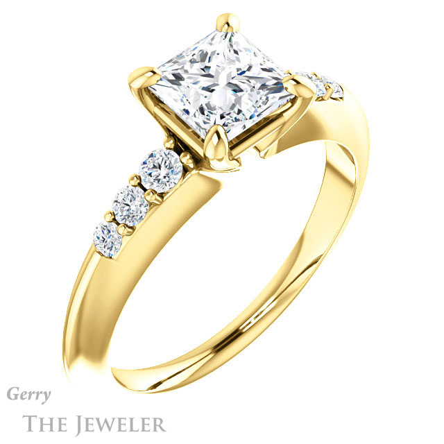 Princess Cut Forever One Moissanite Engagement Ring #GTJ1196-square-fo-y 4 Princess Cut Forever One Moissanite Engagement Ring #GTJ1196-square-fo-y