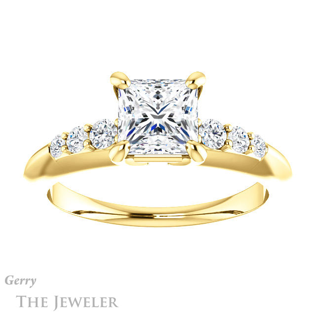 Princess Cut Forever One Moissanite Engagement Ring #GTJ1196-square-fo-y 1 Princess Cut Forever One Moissanite Engagement Ring #GTJ1196-square-fo-y