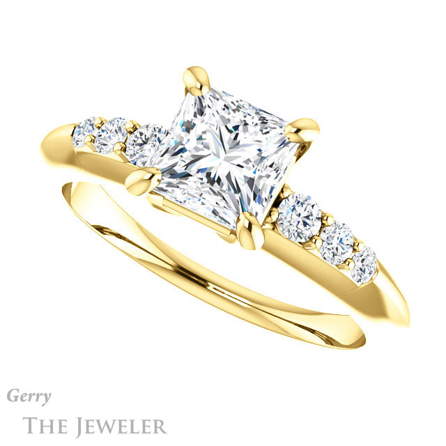 Princess Cut Forever One Moissanite Engagement Ring #GTJ1196-square-fo-y 5 Princess Cut Forever One Moissanite Engagement Ring #GTJ1196-square-fo-y