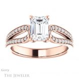 Emerald Cut Forever One Moissanite Engagement Ring #GTJ1198-emerald-fb-r 1 Emerald Cut Forever Brilliant Moissanite Engagement Ring #GTJ1198-emerald-fb-r