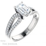Emerald Cut Forever Brilliant Moissanite Engagement Ring #GTJ1198-emerald-fb-w