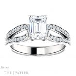 Emerald Cut Forever Brilliant Moissanite Engagement Ring #GTJ1198-emerald-fb-w