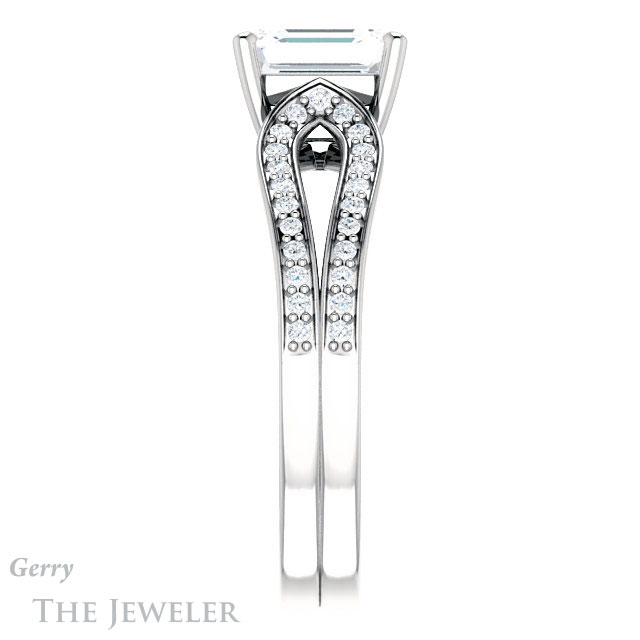 Emerald Cut Forever Brilliant Moissanite Engagement Ring #GTJ1198-emerald-fb-w