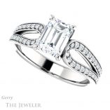 Emerald Cut Forever Brilliant Moissanite Engagement Ring #GTJ1198-emerald-fb-w