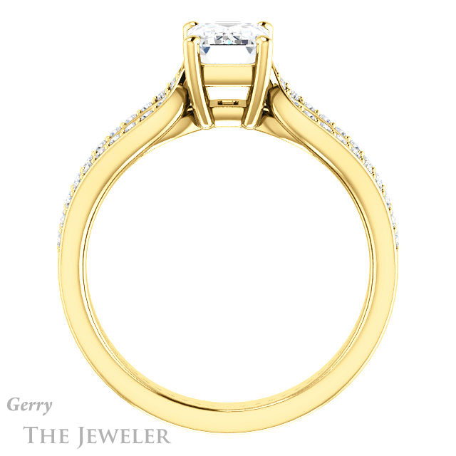 Emerald Cut Forever One Moissanite Engagement Ring #GTJ1198-emerald-fb-y 2 Emerald Cut Forever Brilliant Moissanite Engagement Ring #GTJ1198-emerald-fb-y