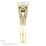 Emerald Cut Forever One Moissanite Engagement Ring #GTJ1198-emerald-fb-y 3 Emerald Cut Forever Brilliant Moissanite Engagement Ring #GTJ1198-emerald-fb-y