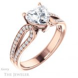 Heart Shaped Forever One Moissanite Engagement Ring #GTJ1198-heart-fb-r 4 Heart Shaped Forever Brilliant Moissanite Engagement Ring #GTJ1198-heart-fb-r