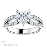 Heart Shaped Forever One Moissanite Engagement Ring #GTJ1198-heart-fb-w 1 Heart Shaped Forever Brilliant Moissanite Engagement Ring #GTJ1198-heart-fb-w