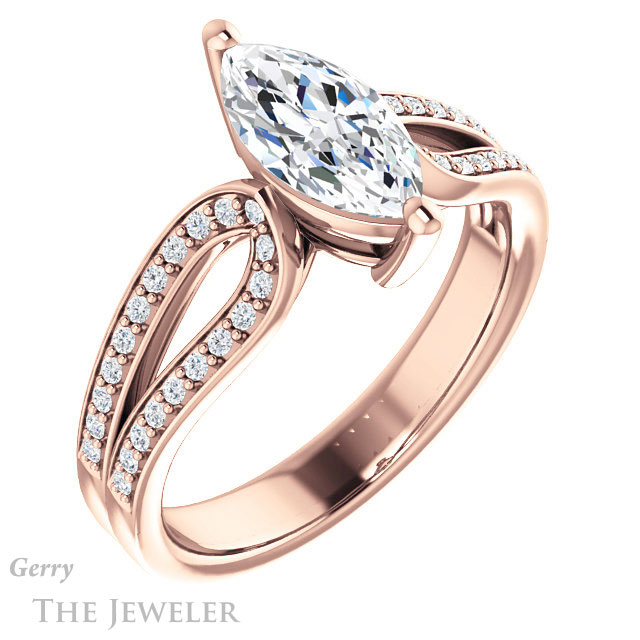 Marquise Cut Forever One Moissanite Engagement Ring #GTJ1198-marquise-fb-r 4 Marquise Cut Forever Brilliant Moissanite Engagement Ring #GTJ1198-marquise-fb-r