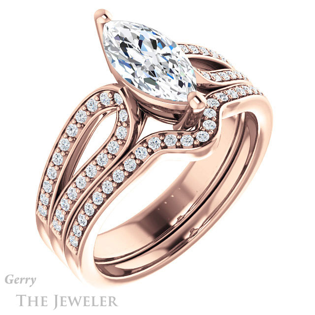 Marquise Cut Forever One Moissanite Engagement Ring #GTJ1198-marquise-fb-r 6 Marquise Cut Forever Brilliant Moissanite Engagement Ring #GTJ1198-marquise-fb-r