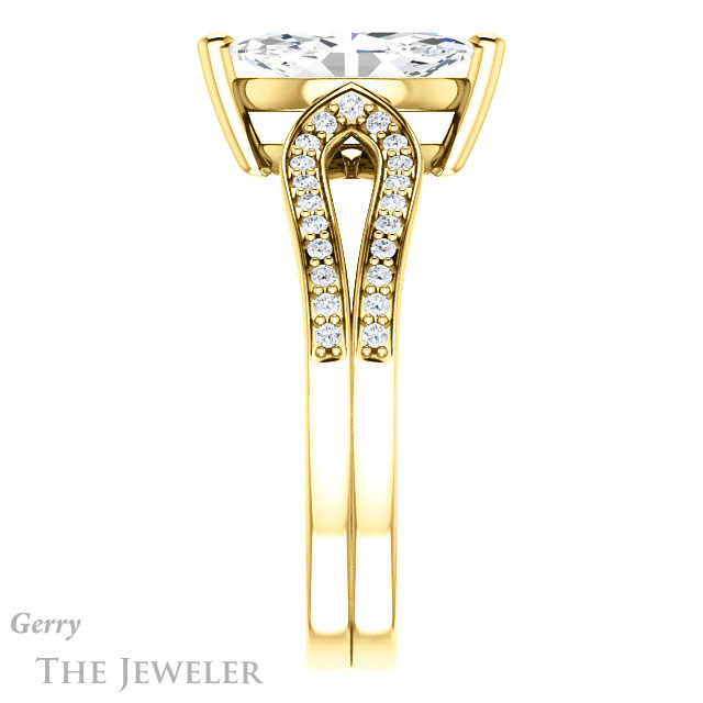 Marquise Cut Forever One Moissanite Engagement Ring #GTJ1198-marquise-fb-y 3 Marquise Cut Forever Brilliant Moissanite Engagement Ring #GTJ1198-marquise-fb-y