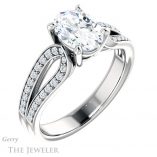 Oval Shaped Forever One Moissanite Engagement Ring #GTJ1198-oval-fo-w