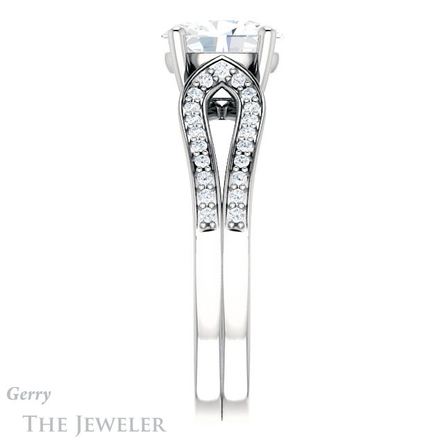 Oval Shaped Forever One Moissanite Engagement Ring #GTJ1198-oval-fo-w