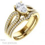 Pear Shaped Forever Brilliant Moissanite Engagement Ring #GTJ1198-pear-fb-y
