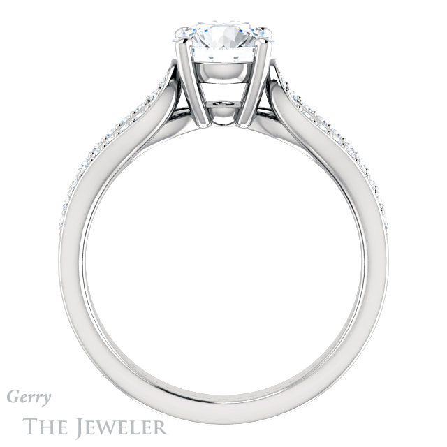 Round Cut Forever One Moissanite Engagement Ring #GTJ1198-round-fo-w