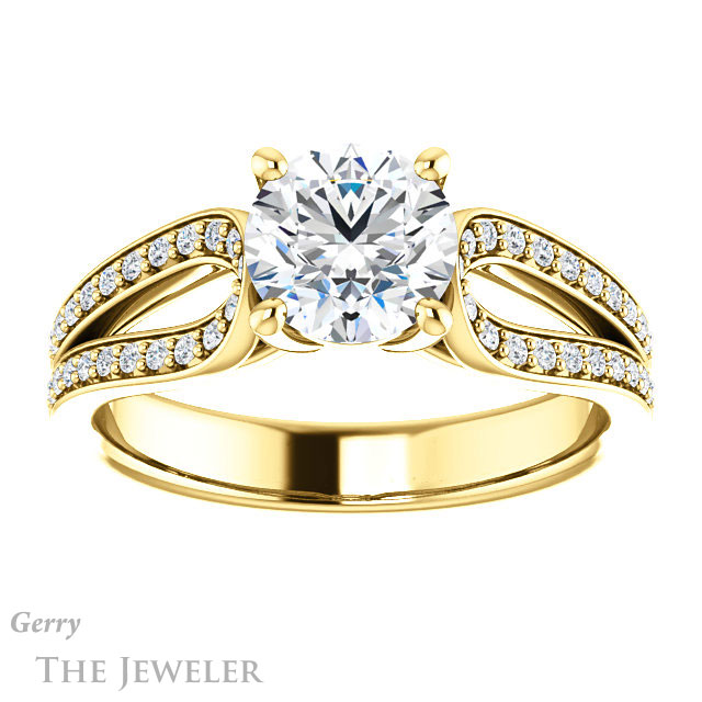 Round Cut Forever One Moissanite Engagement Ring #GTJ1198-round-fo-y