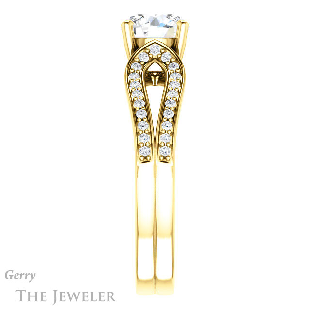 Round Cut Forever One Moissanite Engagement Ring #GTJ1198-round-fo-y