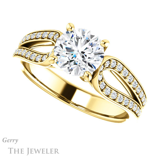 Round Cut Forever One Moissanite Engagement Ring #GTJ1198-round-fo-y