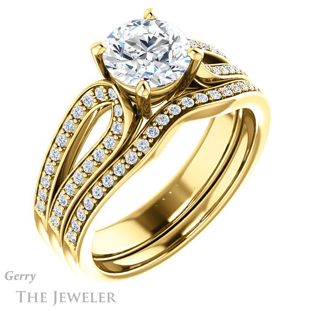 Round Cut Forever One Moissanite Engagement Ring #GTJ1198-round-fo-y