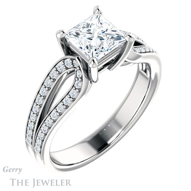 Princess Cut Forever One Moissanite Engagement Ring #GTJ1198-square-fo-w 4 Princess Cut Forever One Moissanite Engagement Ring #GTJ1198-square-fo-w
