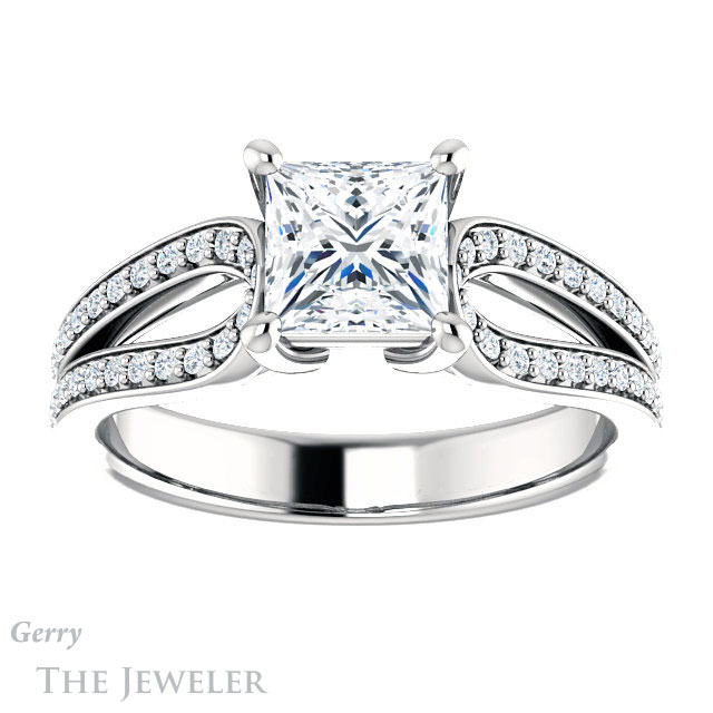 Princess Cut Forever One Moissanite Engagement Ring #GTJ1198-square-fo-w 1 Princess Cut Forever One Moissanite Engagement Ring #GTJ1198-square-fo-w