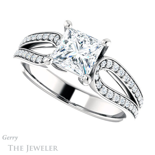 Princess Cut Forever One Moissanite Engagement Ring #GTJ1198-square-fo-w 5 Princess Cut Forever One Moissanite Engagement Ring #GTJ1198-square-fo-w