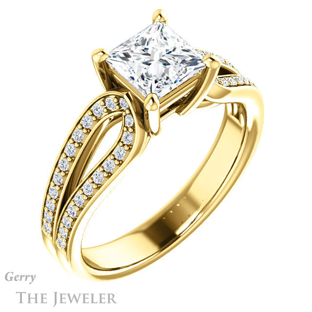 Princess Cut Forever One Moissanite Engagement Ring #GTJ1198-square-fo-y 4 Princess Cut Forever One Moissanite Engagement Ring #GTJ1198-square-fo-y
