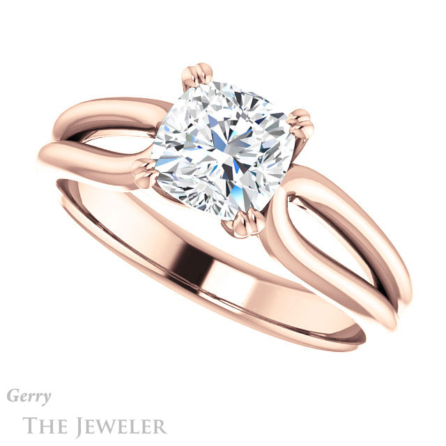 Cushion Cut Forever One Moissanite Engagement Ring #GTJ1200-cushion-fo-r 5 Cushion Cut Forever One Moissanite Engagement Ring #GTJ1200-cushion-fo-r