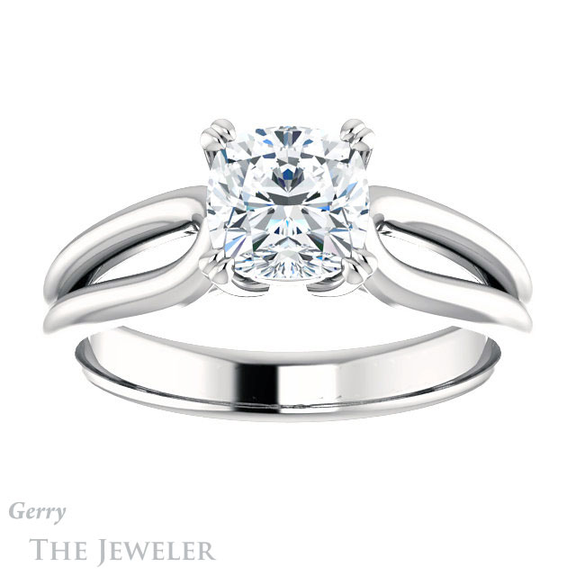 Cushion Cut Forever One Moissanite Engagement Ring #GTJ1200-cushion-fo-w