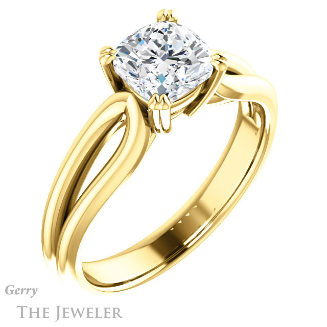 Cushion Cut Forever One Moissanite Engagement Ring #GTJ1200-cushion-fo-y