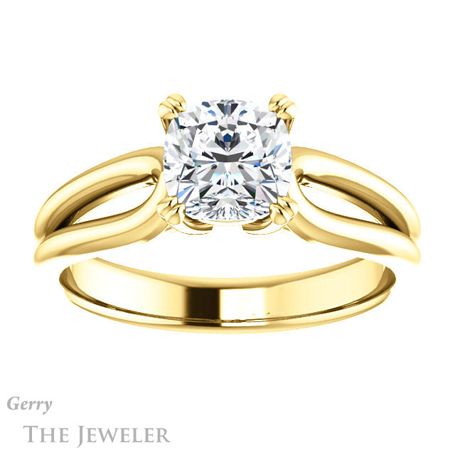 Cushion Cut Forever One Moissanite Engagement Ring #GTJ1200-cushion-fo-y