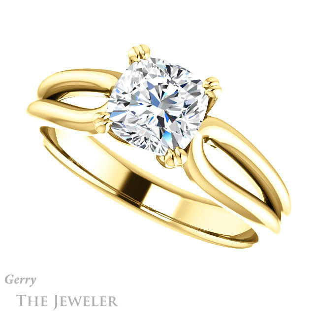 Cushion Cut Forever One Moissanite Engagement Ring #GTJ1200-cushion-fo-y