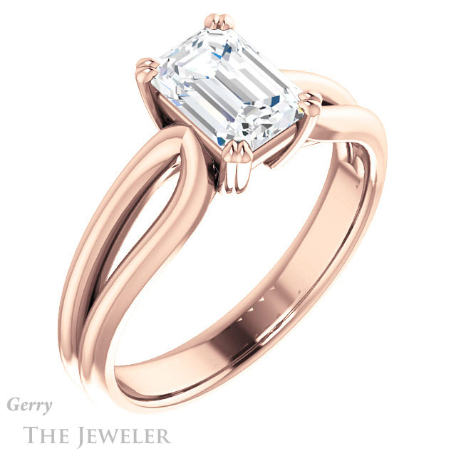Emerald Cut Forever Brilliant Moissanite Engagement Ring #GTJ1200-emerald-fb-r